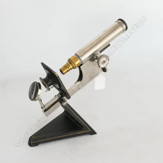 BECK, LONDON CHROME MICROSCOPE w CAST IRON BASE